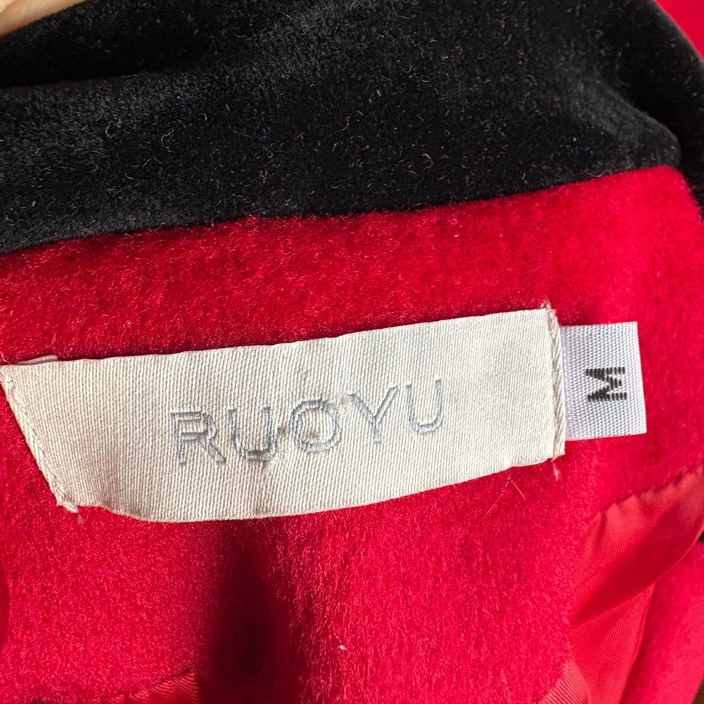 Ruoyu Womens Red and Black Buttoned blazer mini Skirt Suit Blazer sz M skirt S - Picture 3 of 10